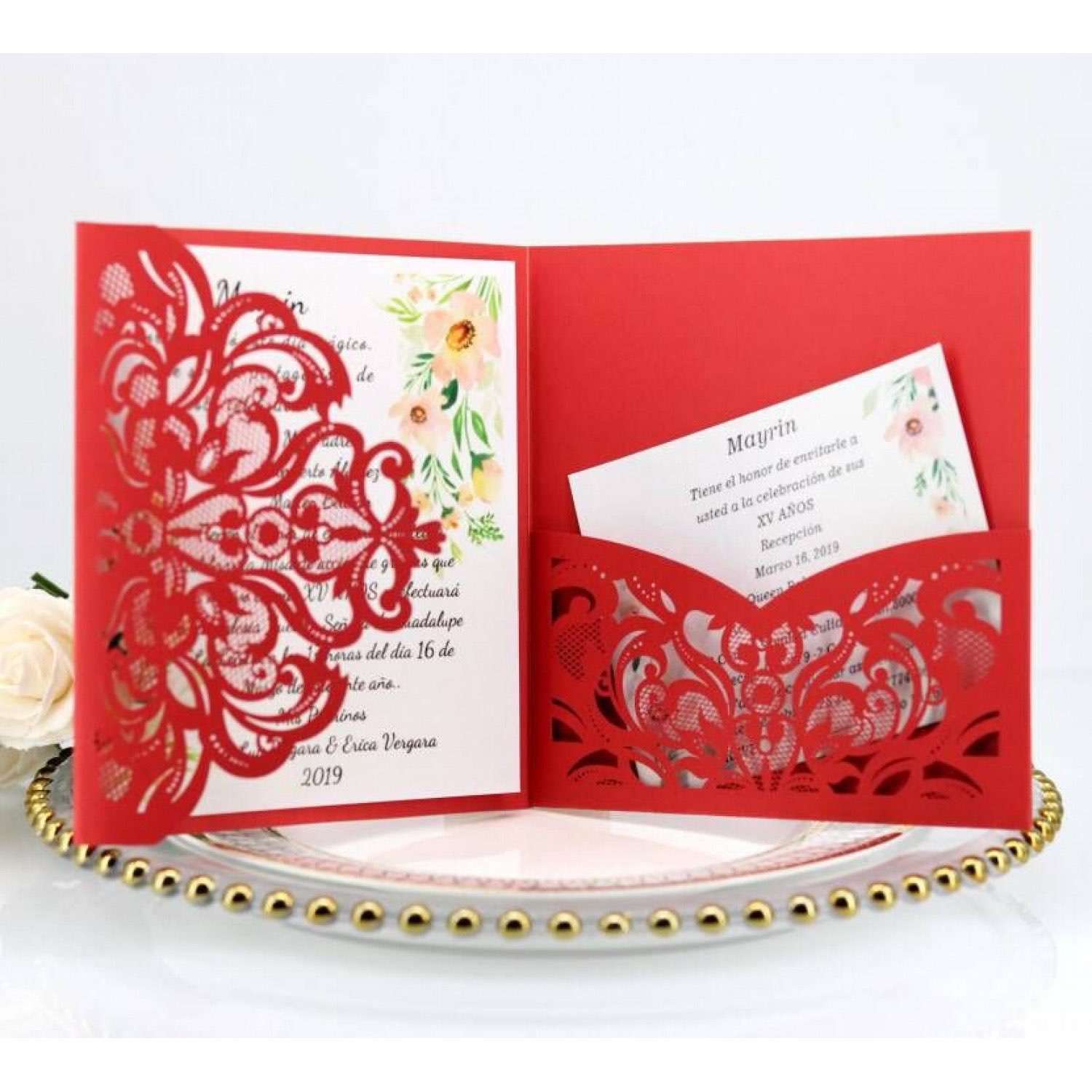Iridescent Invitation Card Thank You Card With Envelope New Wedding Invitation